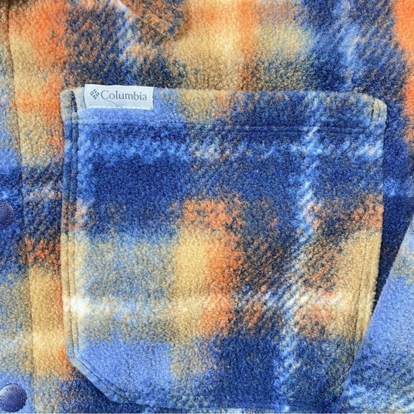 Columbia Men XL Steens Mountain Printed Fleece Jacket Blue Plaid Snap Button NWT - Picture 3 of 16